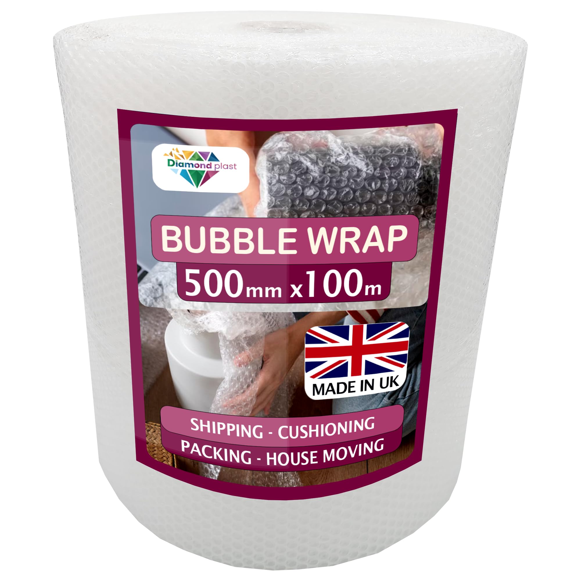 Bubble Cushioning Wrap for Packaging and House Moving, Heavy Small Air Bubbles, 500mm x 100m Roll Packing or Storage (500mm x 100m)