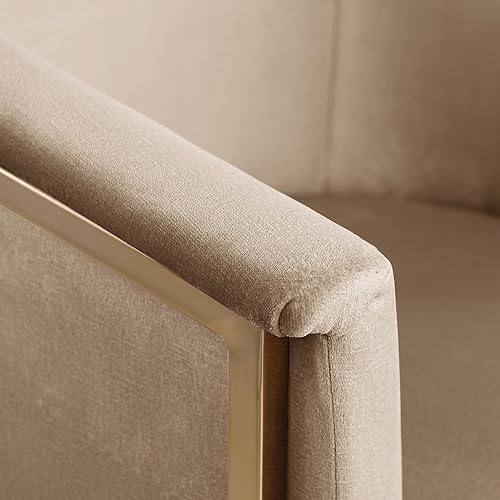 Miniatura 8 de Meridian Furniture 758Beige-C Tierra Collection Modern  Silla de comedor tapizada contemporánea con lujoso terciopelo beige, acabado de latón