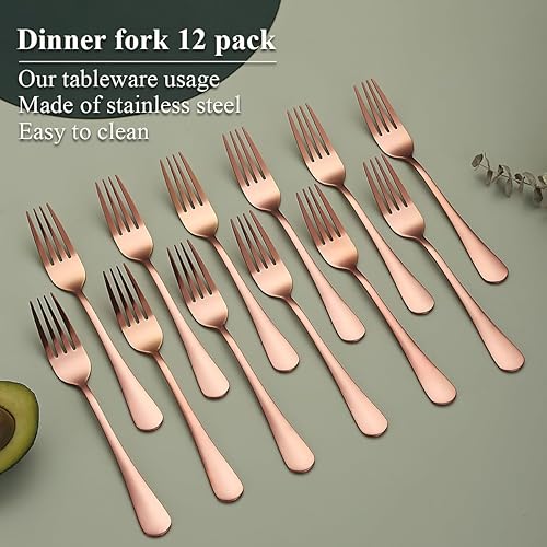 Miniatura 10 de Tenedor dorado de 12 piezas, tenedores de acero inoxidable chapado en titanio dorado de 8.07 pulgadas, tenedores para pasteles, tenedores de mesa,