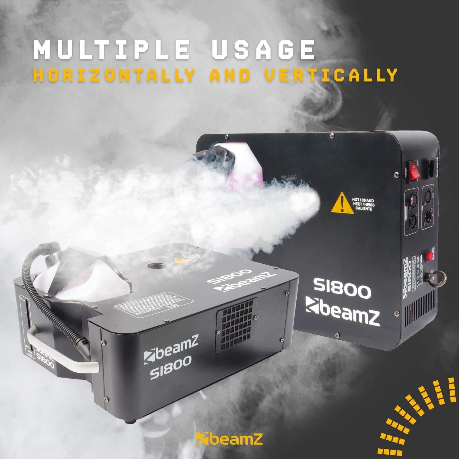 BeamZ S1800 DMX Nebelmaschine 2in1 - Vertikal & Horizontal mit 5 Liter Nebelfluid, 1800 Watt Rauchmaschine, Party Nebel für professionelle Shows, Smoke Machine für Hochzeiten, DJs, und Partys
