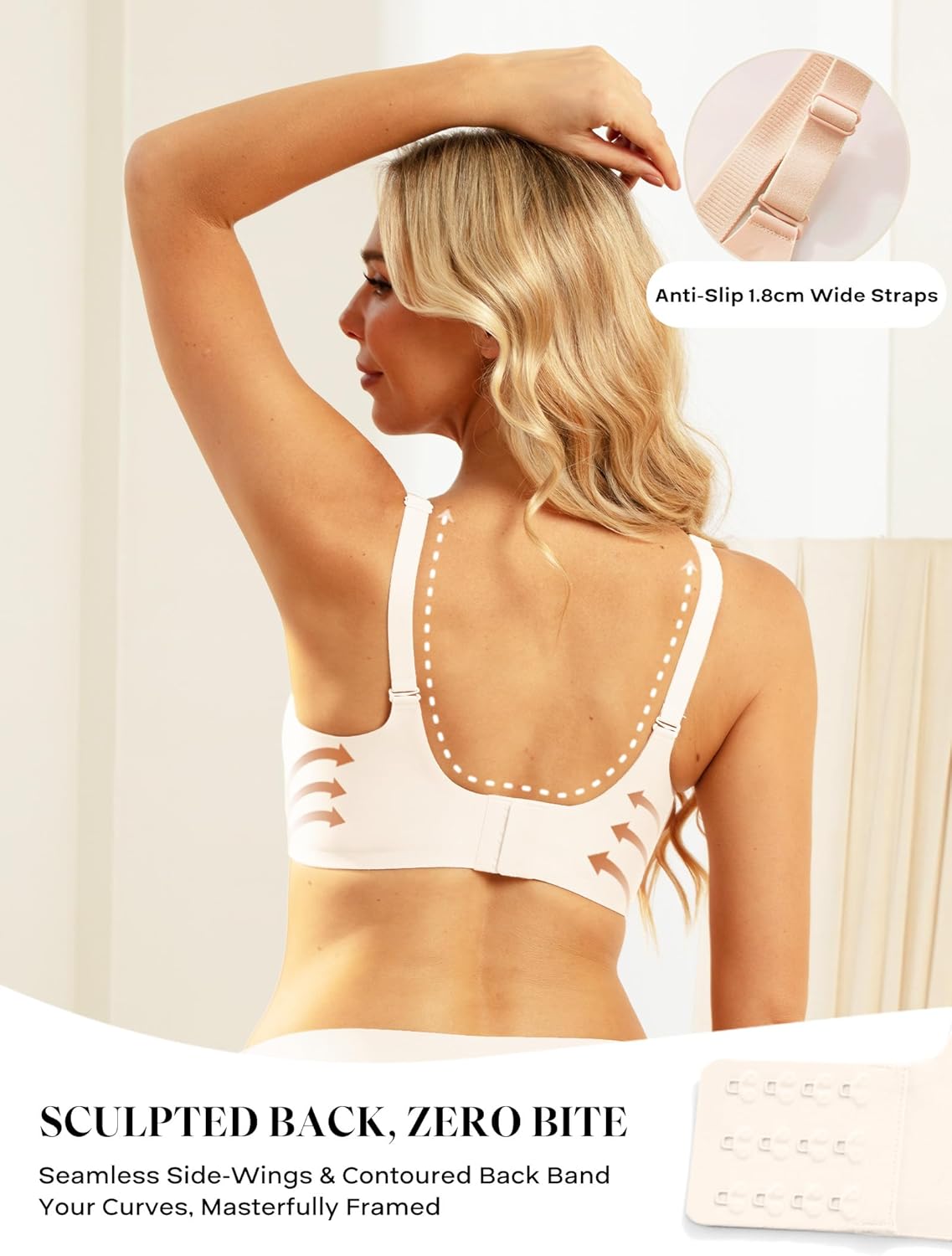 Women V Neck Wireless Bra Full Coverage Comfort Jelly Strip Bras Supportive Seamless Bralette - Image 7