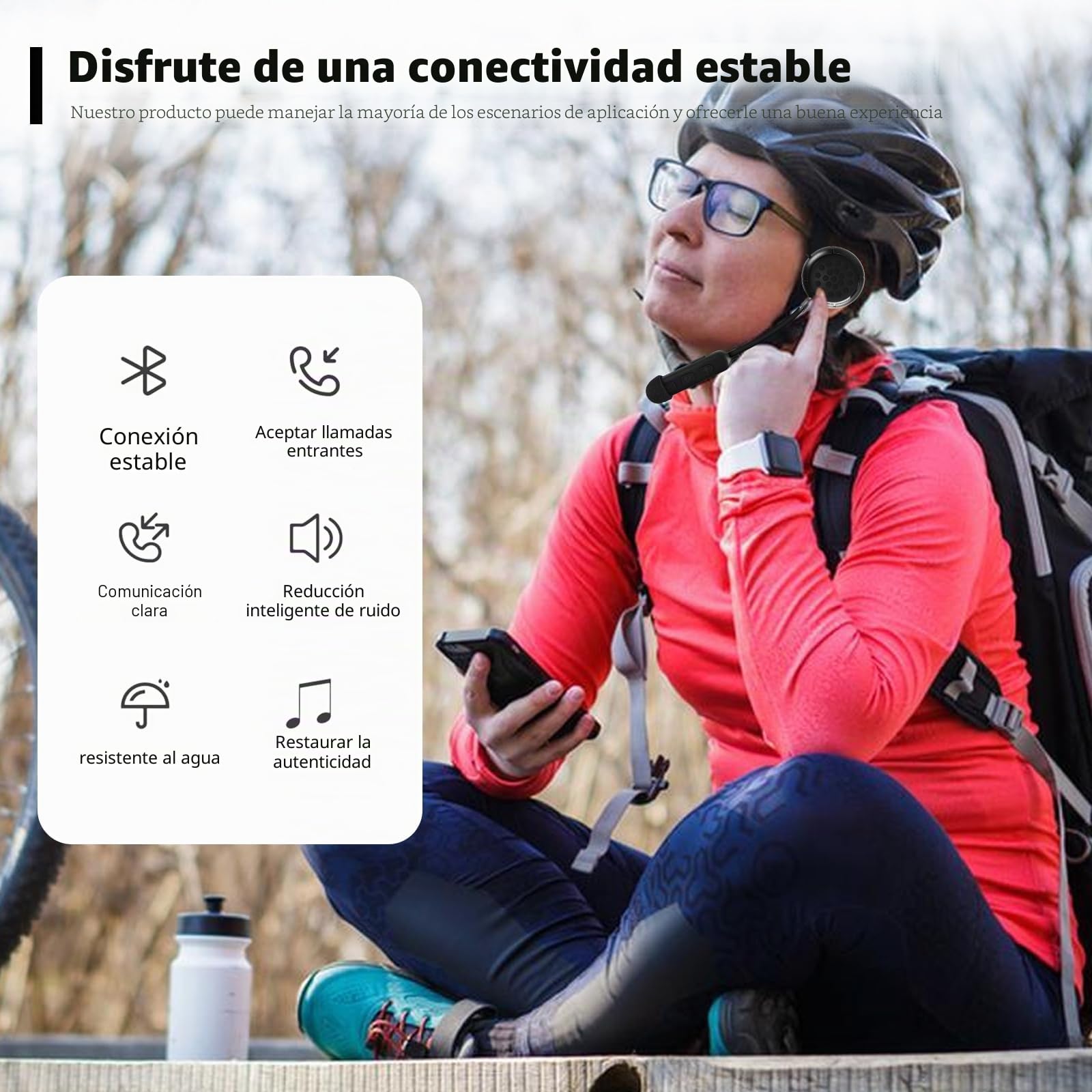 HOSPAOP Auriculares para casco de moto Bluetooth, auriculares inalámbricos para casco de moto Bluetooth 5.0 intercomunicador, comunicación de casco de motocicleta, compatible con manos libres para