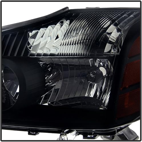 Miniatura 2 de ACANII - Faros delanteros en color negro ahumado para Nissan Titan 2004-2015, Armada 04-07, lado del conductor y del pasajero