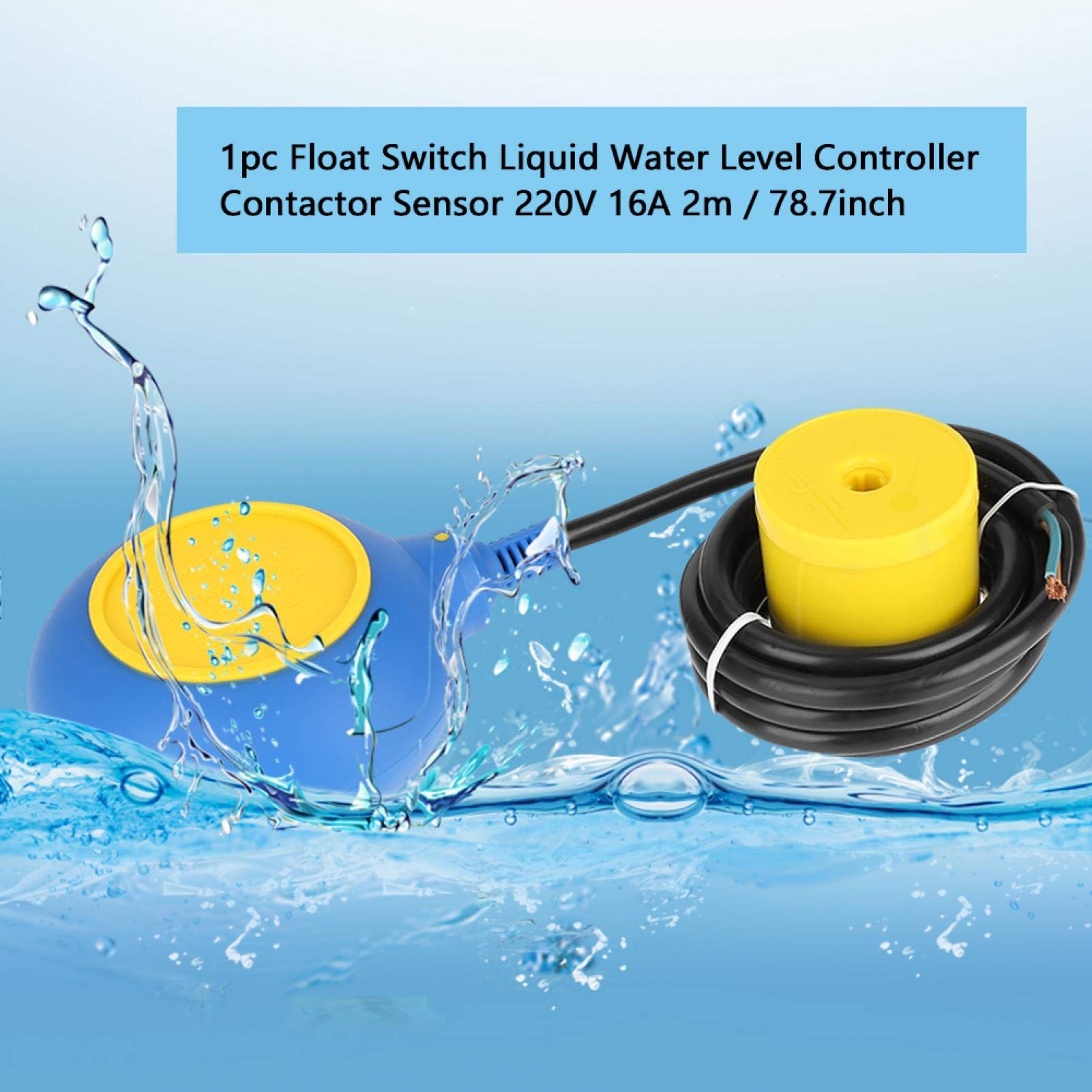 Interrupteur à Flotteur, Contrôleur de Liquide à Commutateur, Commutateur à Flotteur, contrôleur de Niveau d'eau Liquide, contacteur capteur 220 V 16 A 2 m pour Alimentation en Eau