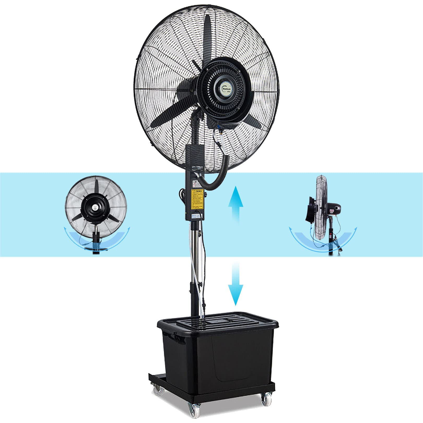 JKJZSALJ Adjustable Height Misting Fan,90°Oscillating Pedestal Fan With Mist,3 Cooling Speeds,Cool Your Shop,Garage,Barn Or Workspace,71Cm/28In,71cm/28in