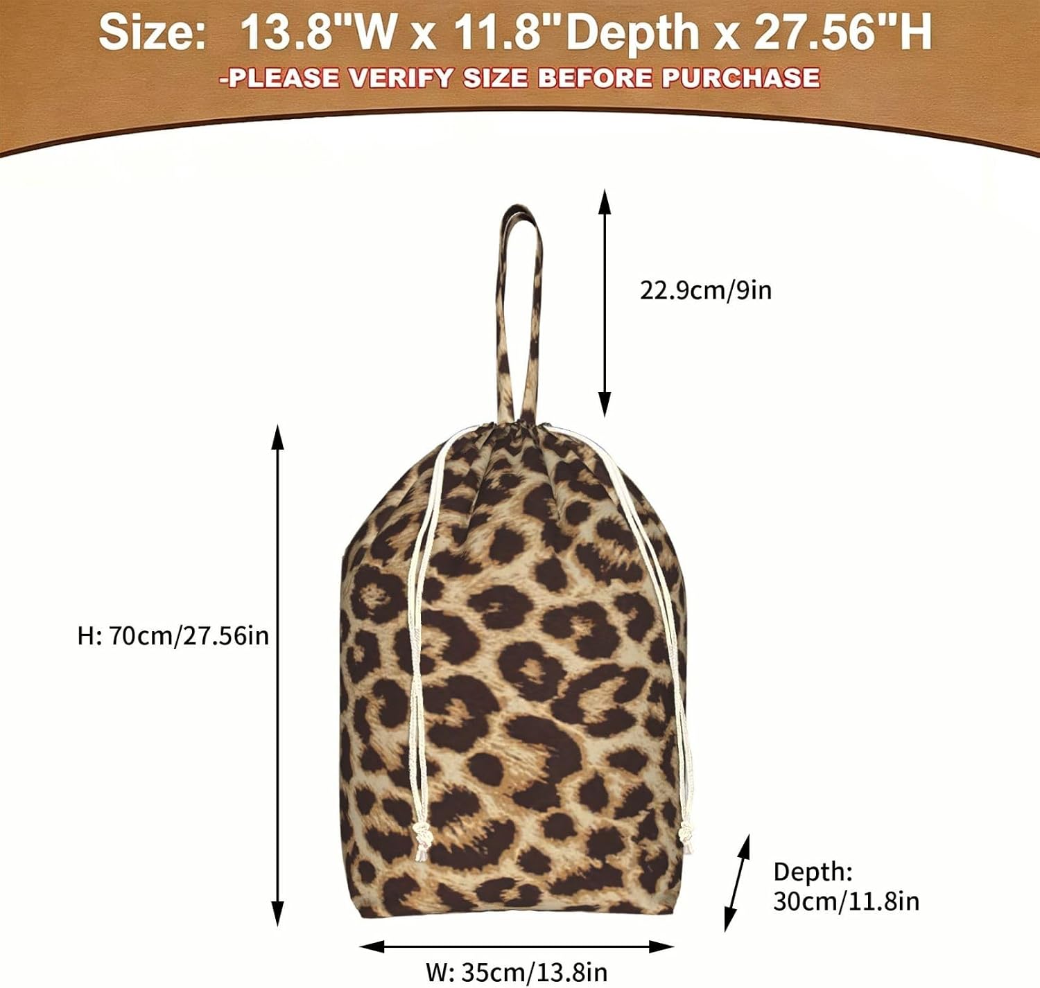 Oxford Leopard Pattern Print Large-capacity drawstring laundry bag with Handles for Dorm,Hotel