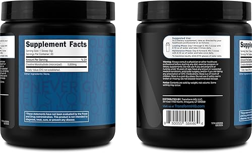 Miniatura 6 de TransformHQ Monohidrato de creatina en polvo (60 porciones) sin sabor - 5000 mg por porción