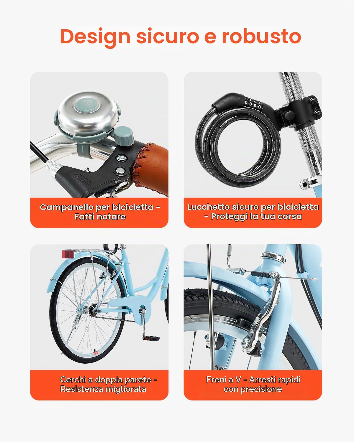 VEVOR Bicicletta Cruiser 1 Velocità da 26 pollici Bicicletta da Crociera con Cestino e Portapacchi Posteriore, Bicicletta Cruiser per Spiaggia Tempo Libero con Sedile Regolabile Azzurro Chiaro