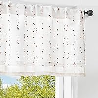 Vista 30 de jinchan Cenefa de lino para ventana de sala de estar de 16 pulgadas, cenefa de ventana de doble capa con filtro de luz, superposición rústica