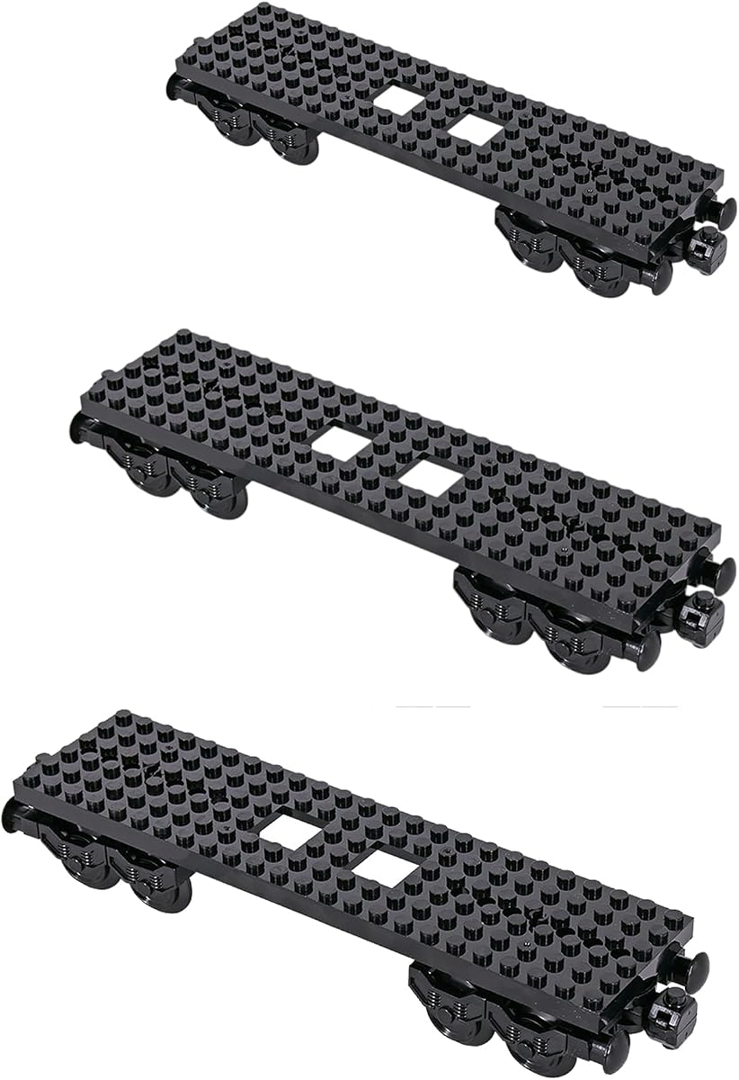 Train Base Building Blocks, 6IN1 City Train Car Tracks, Standard Bricks | DIY MOC Trains Base Accessories, City Freight Car Track Designs, Standard Brick Compatible with LEGO / MEGA blocks