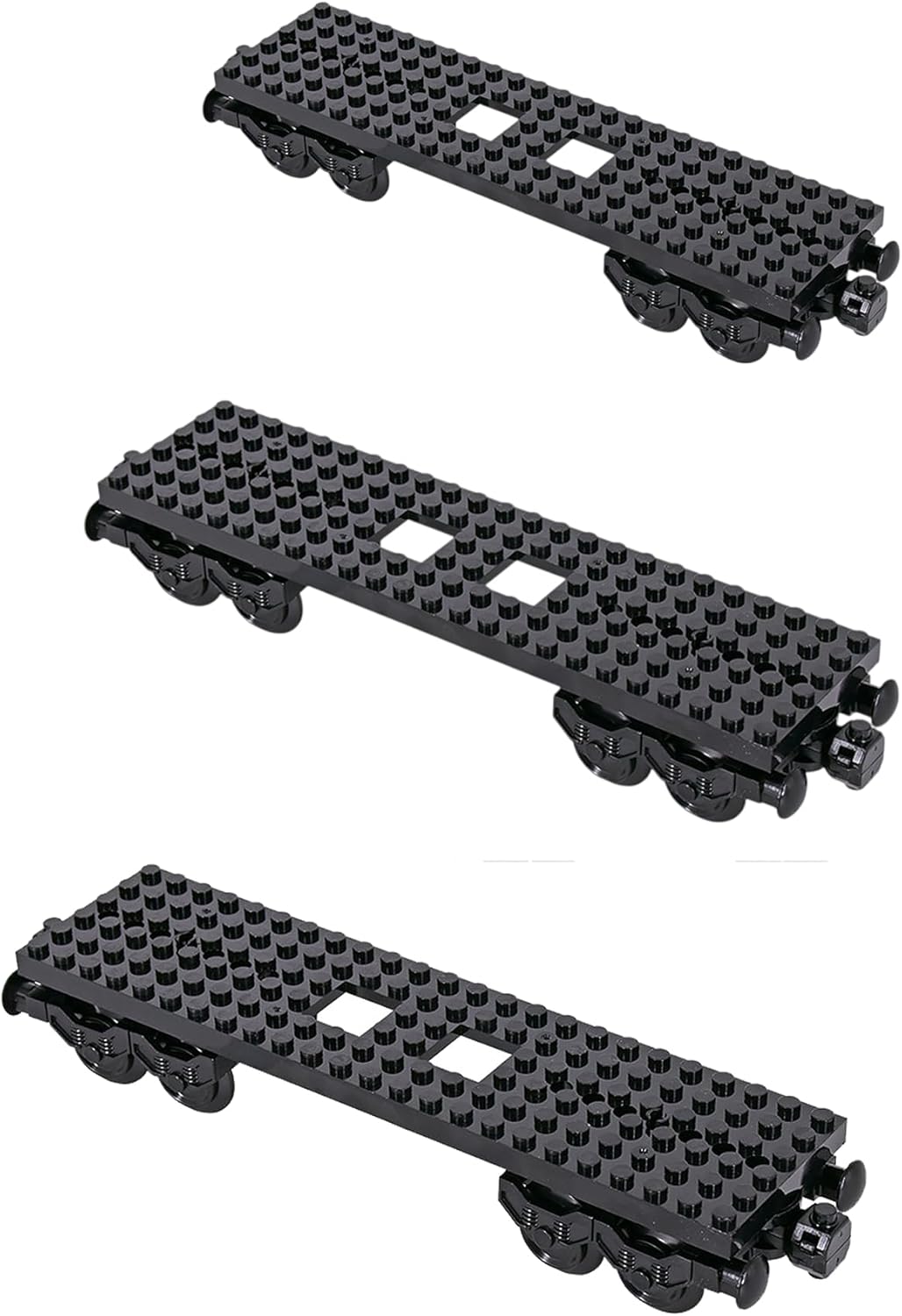 Train Base Building Blocks Set (3PCS), 6IN1 City Freight Train Car Accessories, Compatible with Standard Building Bricks, DIY Creative Toy for Teens & Adults