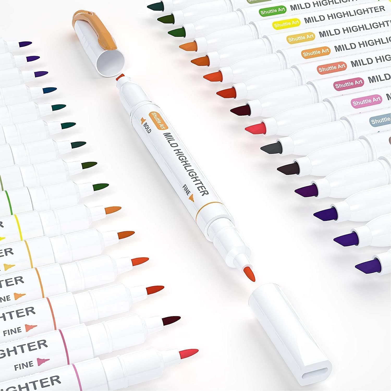 Shuttle Art Textmarker, 30 bunte Pastell Textmarker mit weichen Farben und zwei Arten von Spitzen, dick und dünn, Macron-Farben für Teenager, Kinder und Erwachsene zum Färben