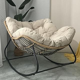 Outdoor Papasan Rocking Chair with Padded Cushion