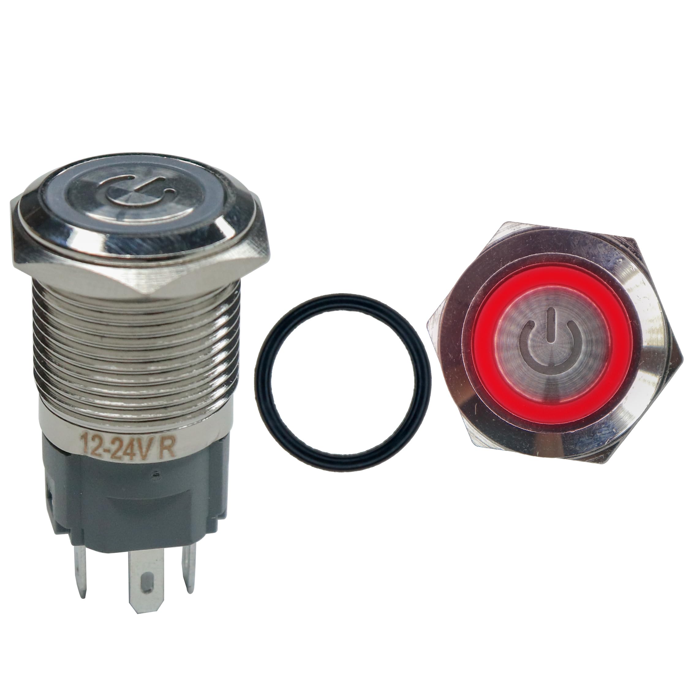 Electronic Spices 16 mm 12-24V Ring Light Self Locking Push Button Metal Switch with Red Indicator and Power Icon (B0CD3QGC3B) Amazon Price History, Amazon Price Tracker