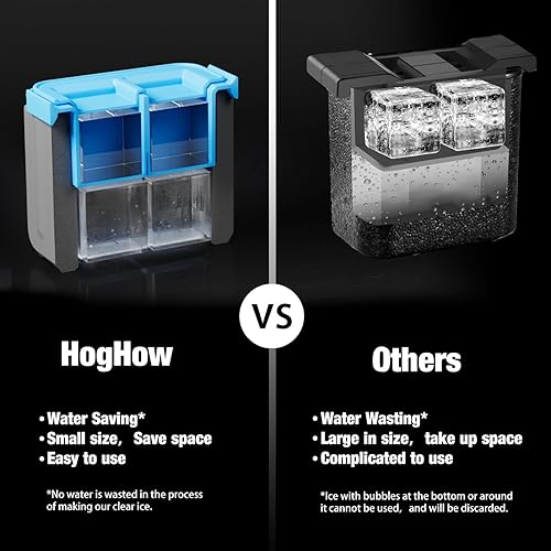 Miniatura 4 de Máquina de cubitos de hielo transparente, bandeja de hielo transparente de 2 pulgadas, molde de 4 cubos de hielo grandes para whisky, cócteles,