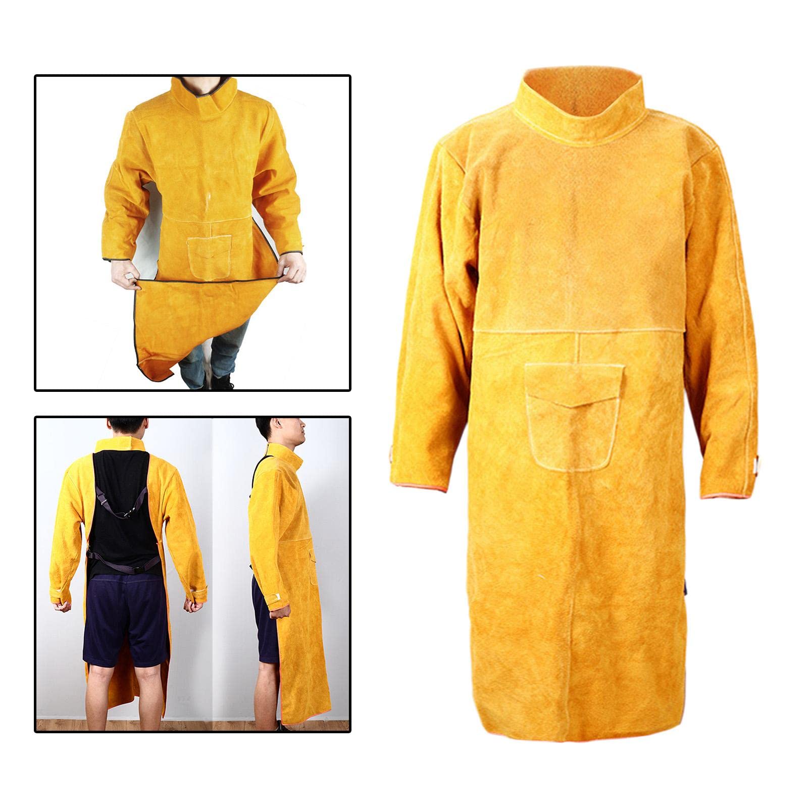 Chaqueta de Soldar de Cuero Ty, Delantal Protector, Ropa de Soldador, Traje de Soldador, Delantal de, Equipo para Barbacoa de Jardín O, 120cm