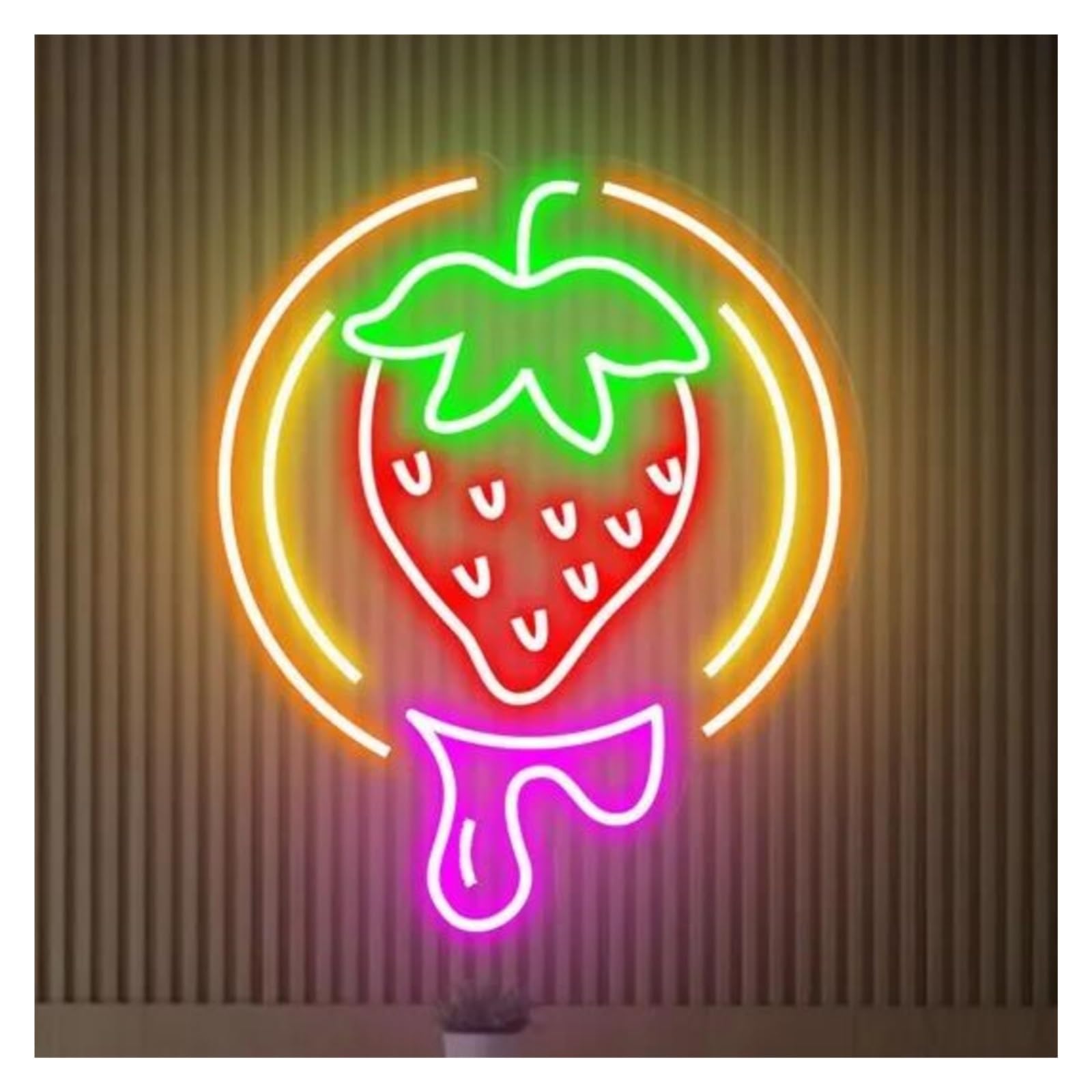 LEMST Signs Lamp Strawberry Neon Signs USB Powered Adjustable Brightness Fruit Neon Lights, Suitable for Shop Hanging Decor(B,45cmx50cm)