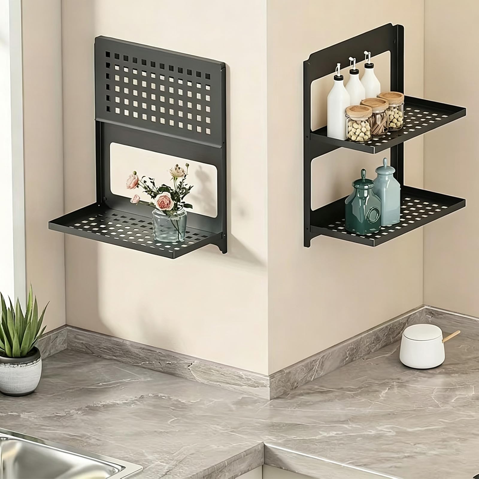 Générique Organisateur avec Deux Surfaces d ' étagère Pliantes, White
