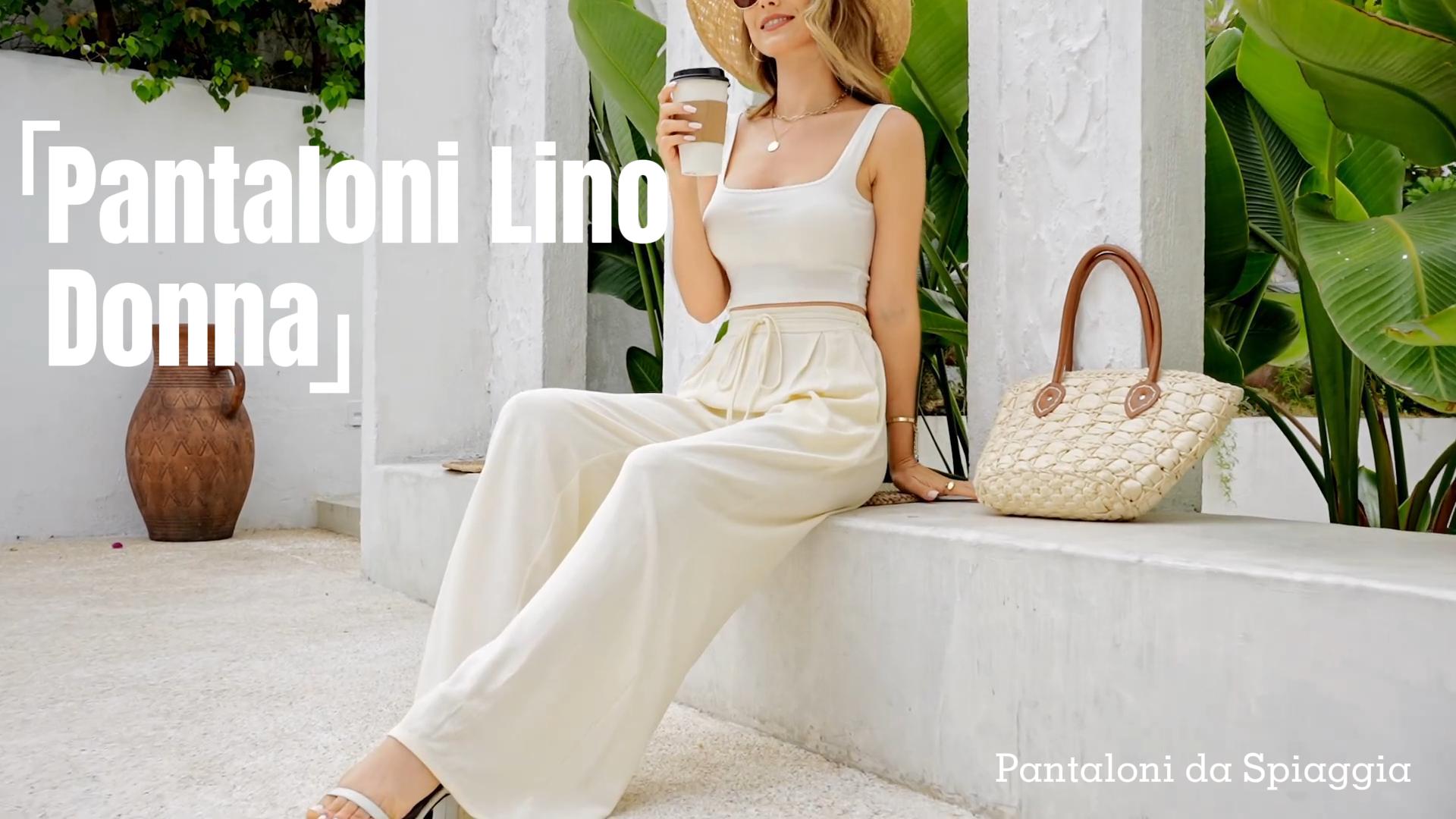 Pantaloni Lino Donna 3/4 - Vita Alta, Gamba Larga, Estate 2024 - Foto 10