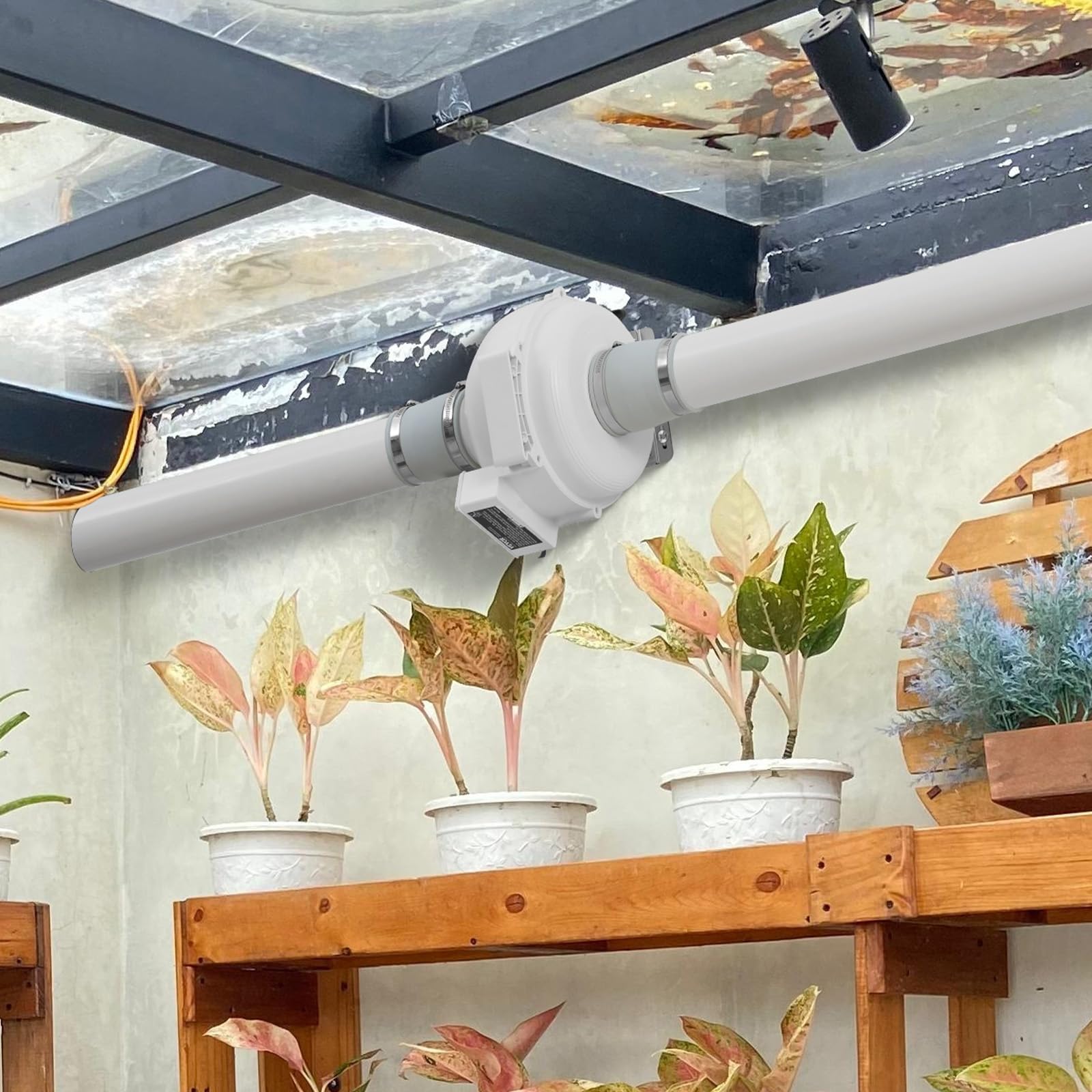 VEVOR Kit de Instalación de Ventilador de Mitigación Radón Silencioso 260 CFM con 2 Acopladores, Indicador de Presión, Ventilador de Extracción para Ventilación Interior y Exterior, 305 x 320 x 235 mm