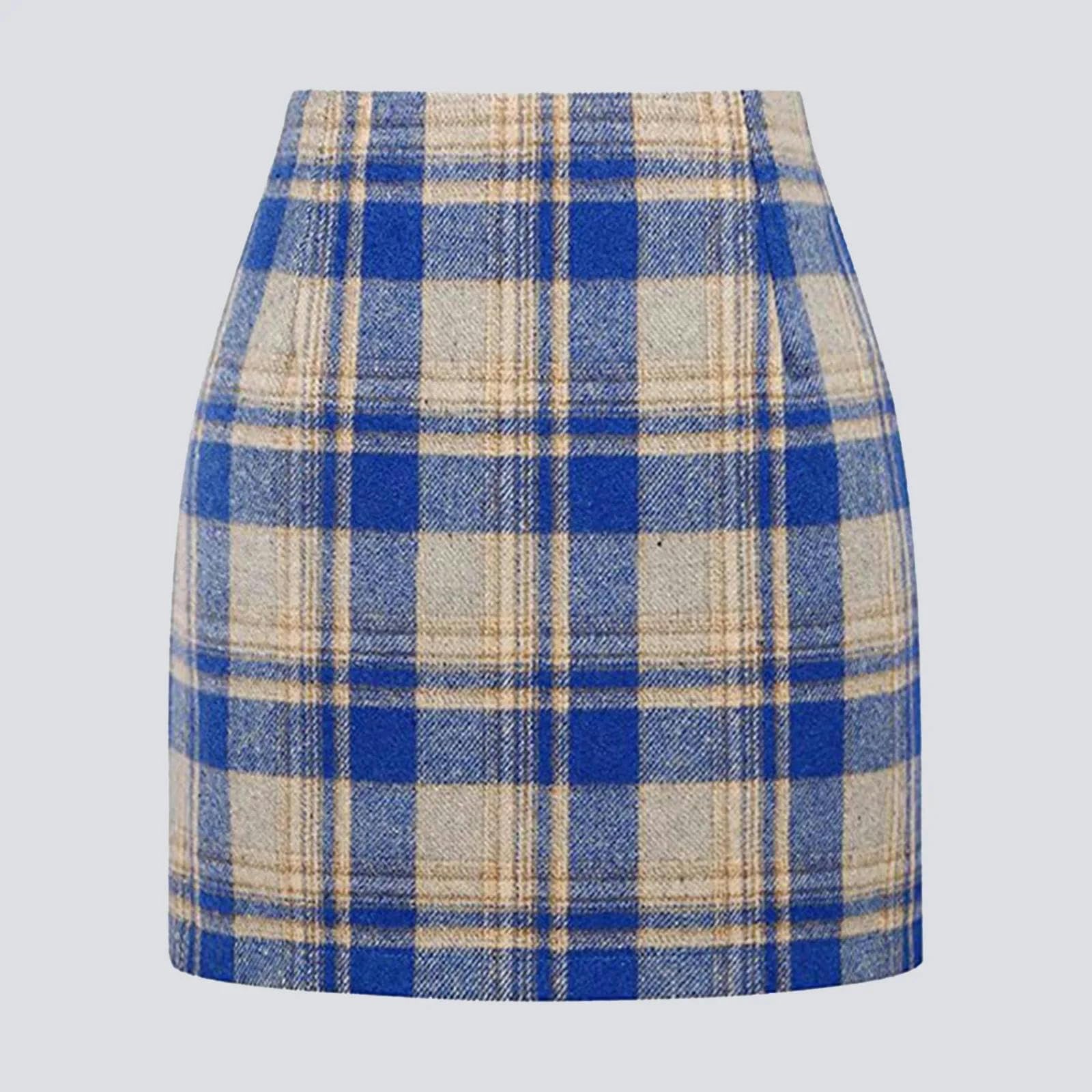 Spódnice Damskie Mini Eleganckie Spódnice Kobiety Lato Plaid High Winst Hip Wrap Spódnica Kobiet Biuro Moda Jesień