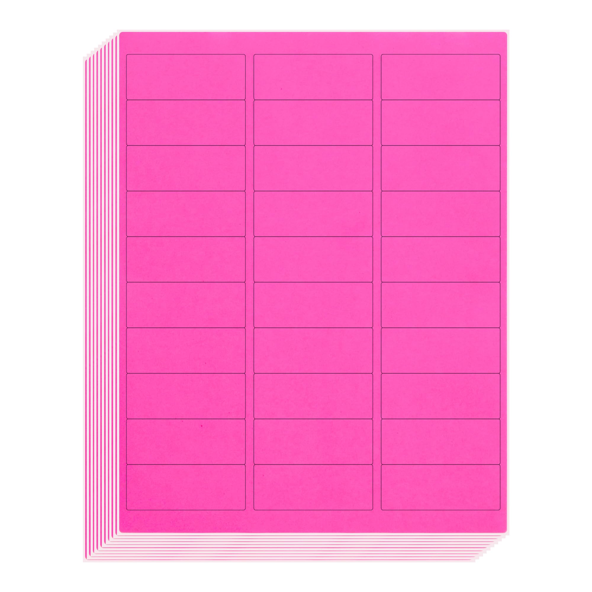 L Liked 8.5 x 11 Inch Neon Pink Labels for Inkjet Laser Printer, 1 x 2.4 Inch Fluorescent Stickers for Shipping, Label Containers, Jars, Bottles, 30 Sheets, 900 Labels
