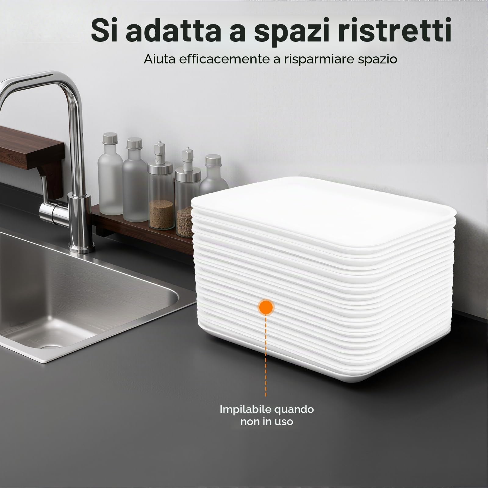 24 Pezzi Vassoi da Porzione, Vassoio Rettangolare in Plastica per Dolci, Grandi Piatti da Porzione, Plastica di Qualità Alimentare per Cucina e Sala da Pranzo, 36 * 27 * 2 cm (Bianco)