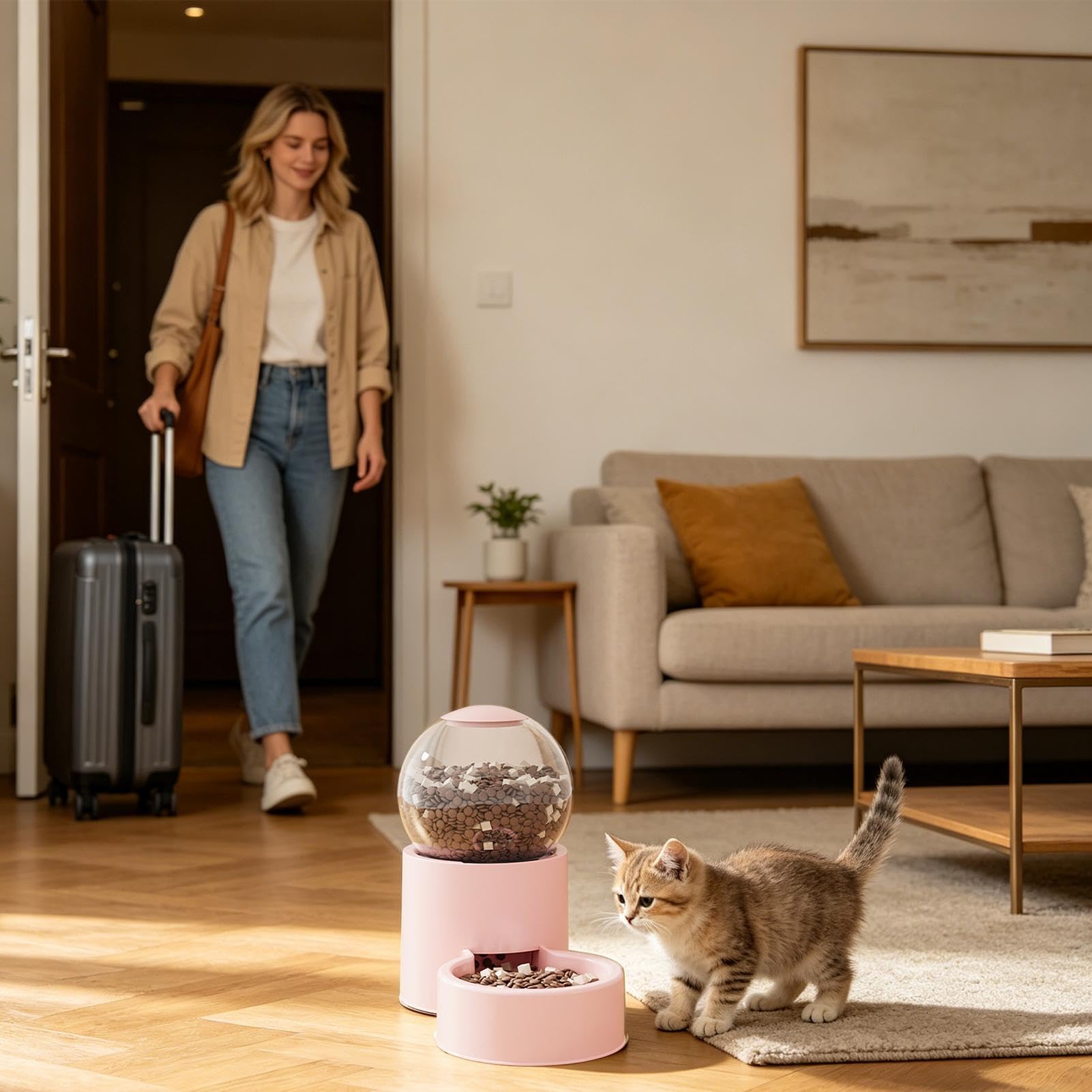 Mangiatoia automatica per gatti, automatica per gatti, dispenser di cibo e acqua per gattini, per gite del fine settimana, terrazza, soggiorno, casa, viaggi