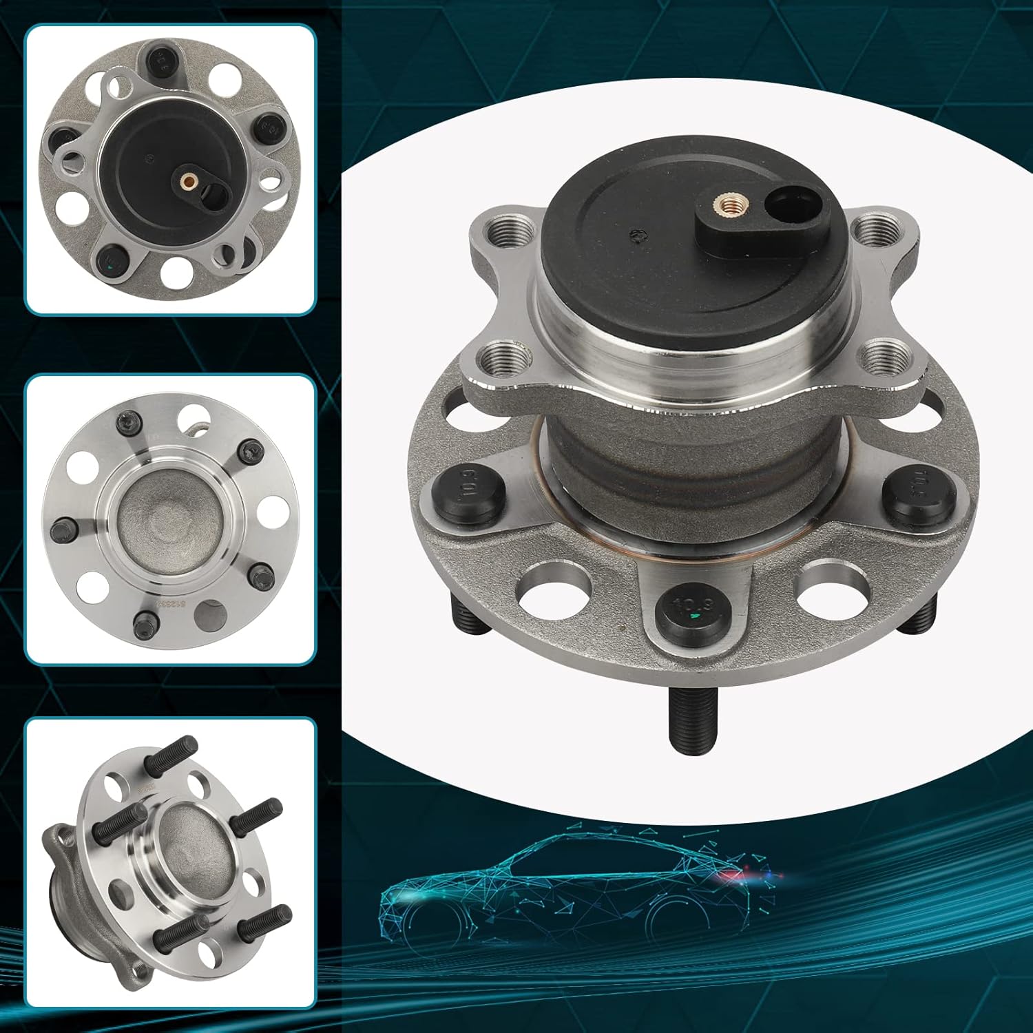 IRONTEK 512332x2 Rear Wheel Hub Bearing Assembly (5 Lugs W/ABS) Compatible for Chrysler 2011-2014 200/2007-2010 Sebring Dodge 2008-2014 Avenger/ 2007-2012 Caliber 2007-2016 Jeep Compass 2PCS