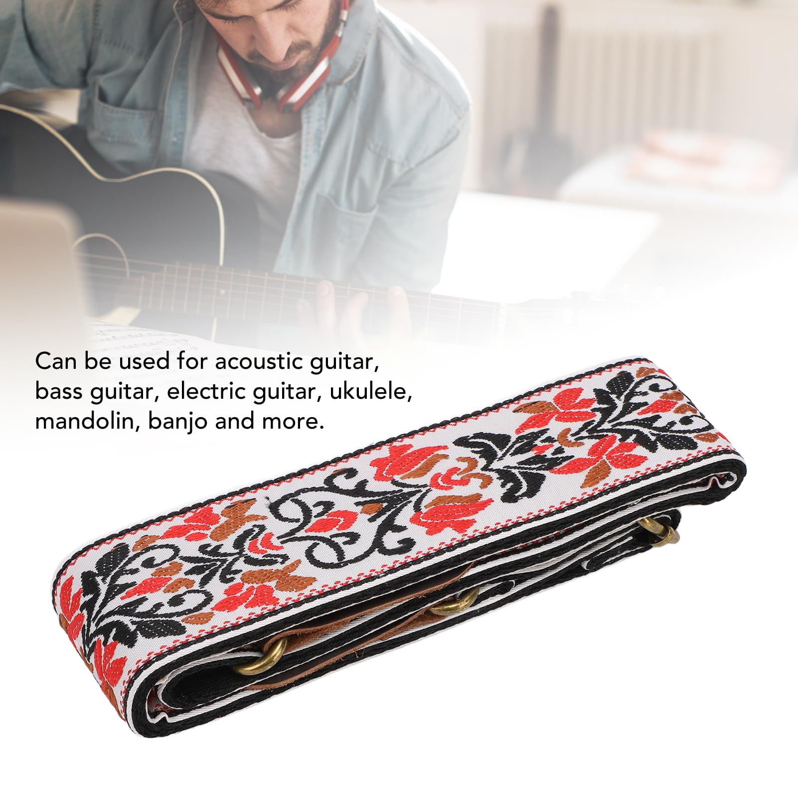 Amazon.co.jp: ギターストラップ 刺繍ギターストラップ ヴィンテージ