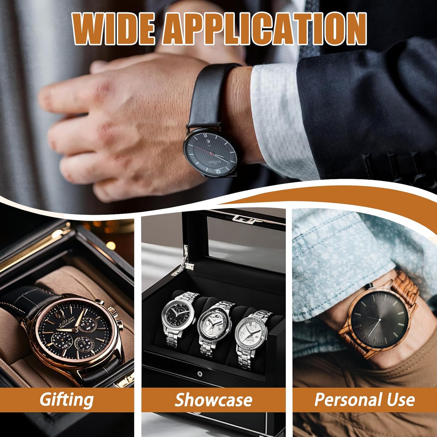 MAOPINER 24 Slot Watch Box, Premium Watch Case with Glass Display Lid, Watch Storage Organizer, Portable Wristwatch Display Case & Travel Watch Case with Removable Pillows