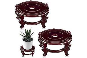Oriental Elegance: 2 Pcs 6 Inch Wooden Plant Stands for Aesthetic Display