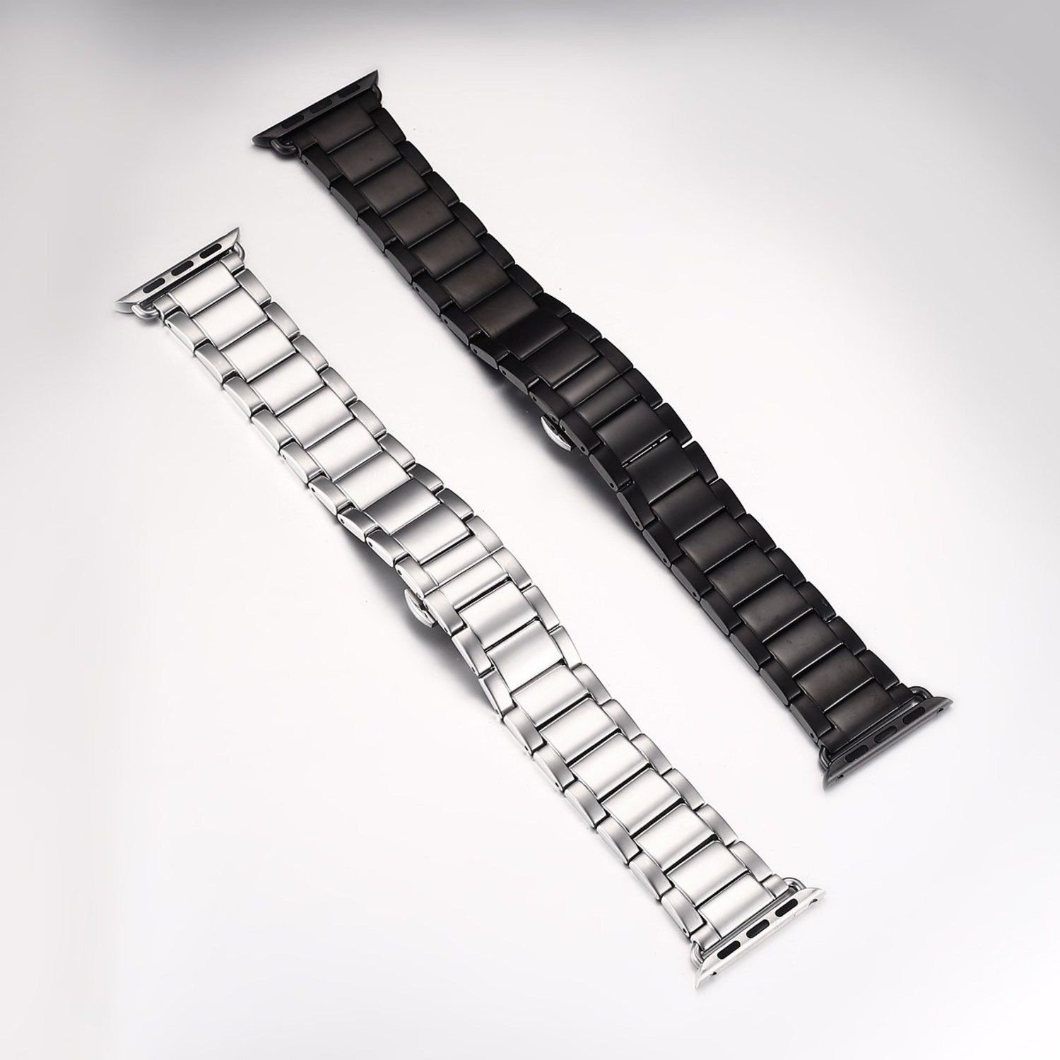 Premium Silver and Black Steel Apple Watch Band Bundle (Sport, Watch, Edition Compatible 42mm)