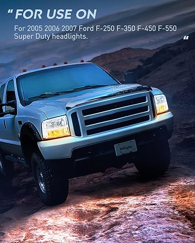 Miniatura 7 de Nilight Reemplazo del conjunto de faros delanteros 2005 2006 2007 F250 F350 F450 F550 carcasa cromada súper resistente, lente transparente de