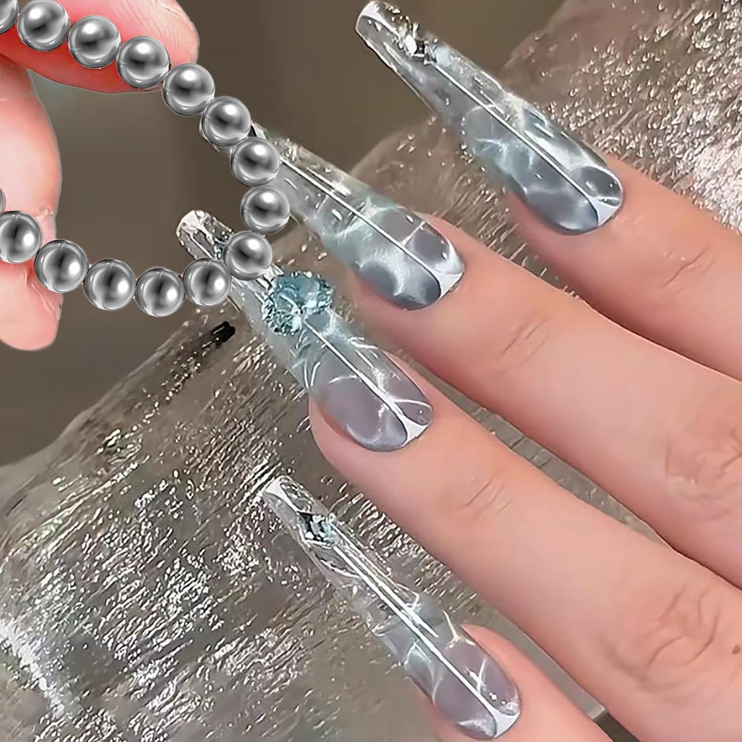 WOKOTO 20Pcs Nail Magnet Beads Water Ripple Pattern Designs Ball Cat Eye Magnet For Nails Designs Magnet For Cat Eye Gel Nail Polish Magnet Flower Nail Art Cat Eye Magnet For Nails Gel Magnetic Tools