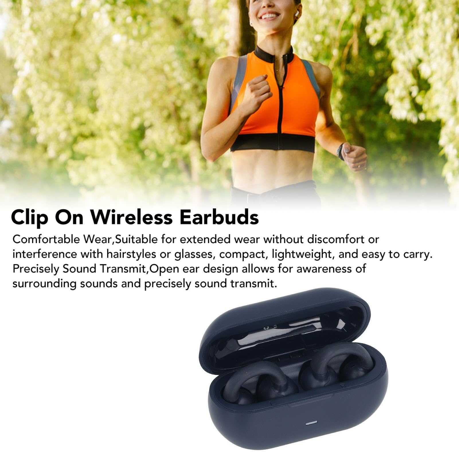 Bewinner Auricolari Wireless a Clip, Cuffie Stereo HiFi Bluetooth 5.3 con Custodia di Ricarica, Auricolari a Conduzione Aerea Aperta con Microfono Integrato per Telefono, Tablet, Laptop