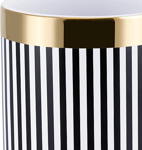 Miniatura 8 de Allure Home Creation Derby - Juego de accesorios de baño de cerámica de 3 piezas, color blanco y negro con acabado dorado metálico