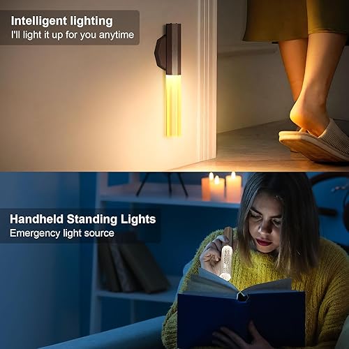 Miniatura 4 de BlueFire Luz nocturna con sensor de movimiento, luces de pared magnéticas inalámbricas recargables, LED inteligente portátil, funciona con pilas,