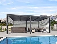 Vista 24 de PURPLE LEAF 94AS - Pérgola pequeña de aluminio compacto de 10 x 12 pies con techo rígido con listones ajustables para patio, cubierta de terraza