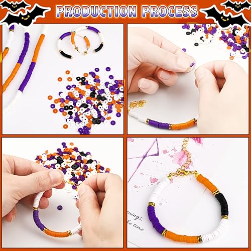 Miniatura 3 de Juego de 3000 cuentas de arcilla Heishi de Halloween y otoño, 0.39 pulgadas, cuentas de arcilla polimérica de Acción de Gracias, cuentas