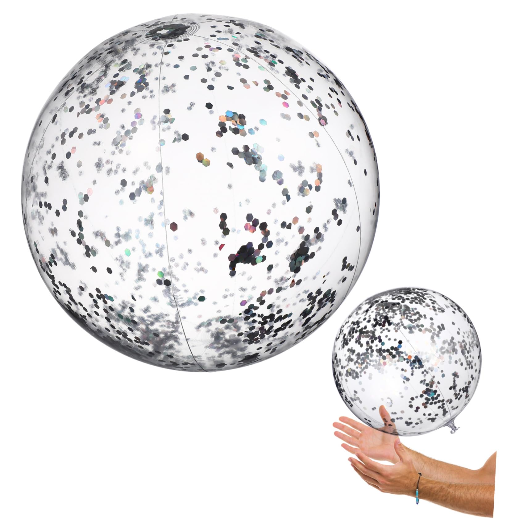 Toyvian 2 Pcs Inflatable Beach Balls with Sequins Easy to Inflate Pool for Summer Parties Durable Material for Fun The Sun and Activities