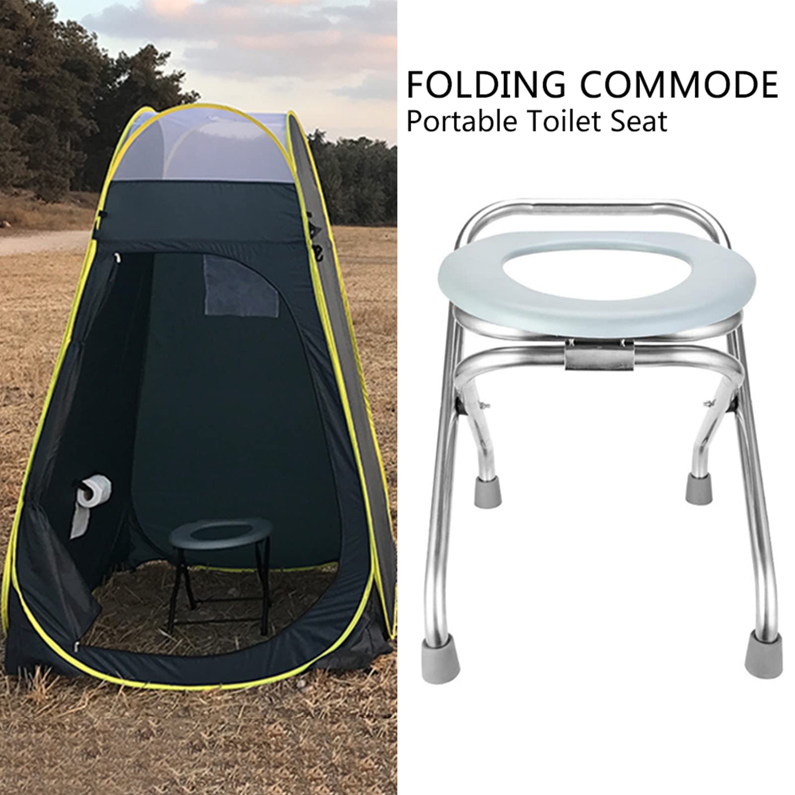 Chaise De Toilette De Camping Portable, WC Camping Car Toilette Seche, Toilette Pliable avec Siège De Toilette, Chaise De Toilette De Camp Pliante De 38 Cm De Hauteu