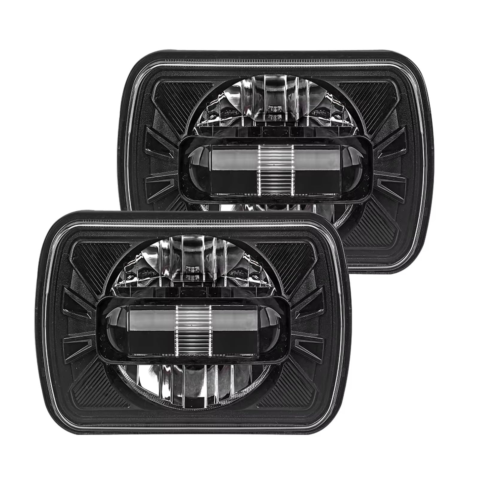 Faro Anteriore Gruppo 5x7 Ha Condotto Il Faro Angel Eyes Led 12v Quadrato Fari A Led Per Jeep Per Cherokee XJ Off Road YJ H6054 6052 6054 H5054 Set Di Fari(2 piece,002)