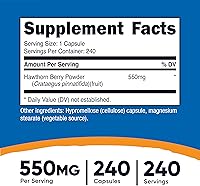 Vista 2 de Nutricost Hawthorn Berry Capsules 550mg, 240 Capsules, Vegetarian Friendly, Non-GMO & Gluten Free