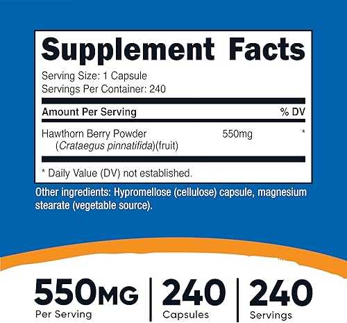 Vista 2 de Nutricost Hawthorn Berry Capsules 550mg, 240 Capsules, Vegetarian Friendly, Non-GMO & Gluten Free