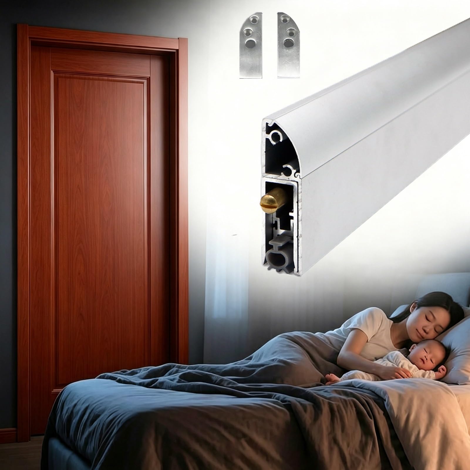Soundproof Door Noise Blocker Sliver Weather Stripping for Bottom of Door