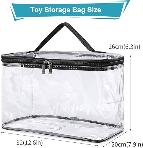 Miniatura 2 de Paquete de 4 bolsas grandes de almacenamiento transparentes para juguetes con etiqueta de nombre, bolsa organizadora de juguetes de PVC impermeable