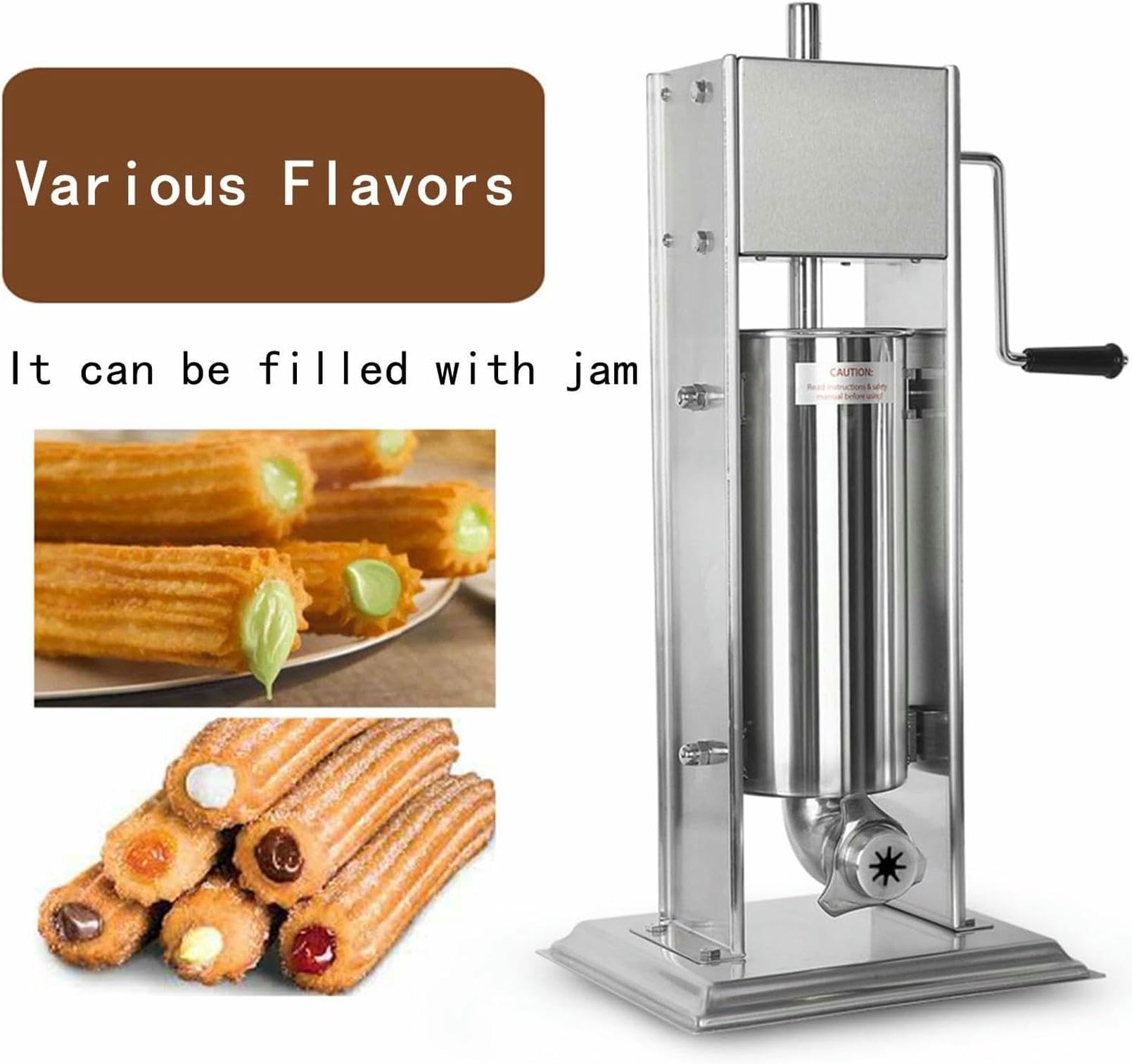 Churros Maker Machine Stal nierdzewna Handlowy ręczny zestaw do robienia Churro o pojemności 5 l do hiszpańskich churros i pączków