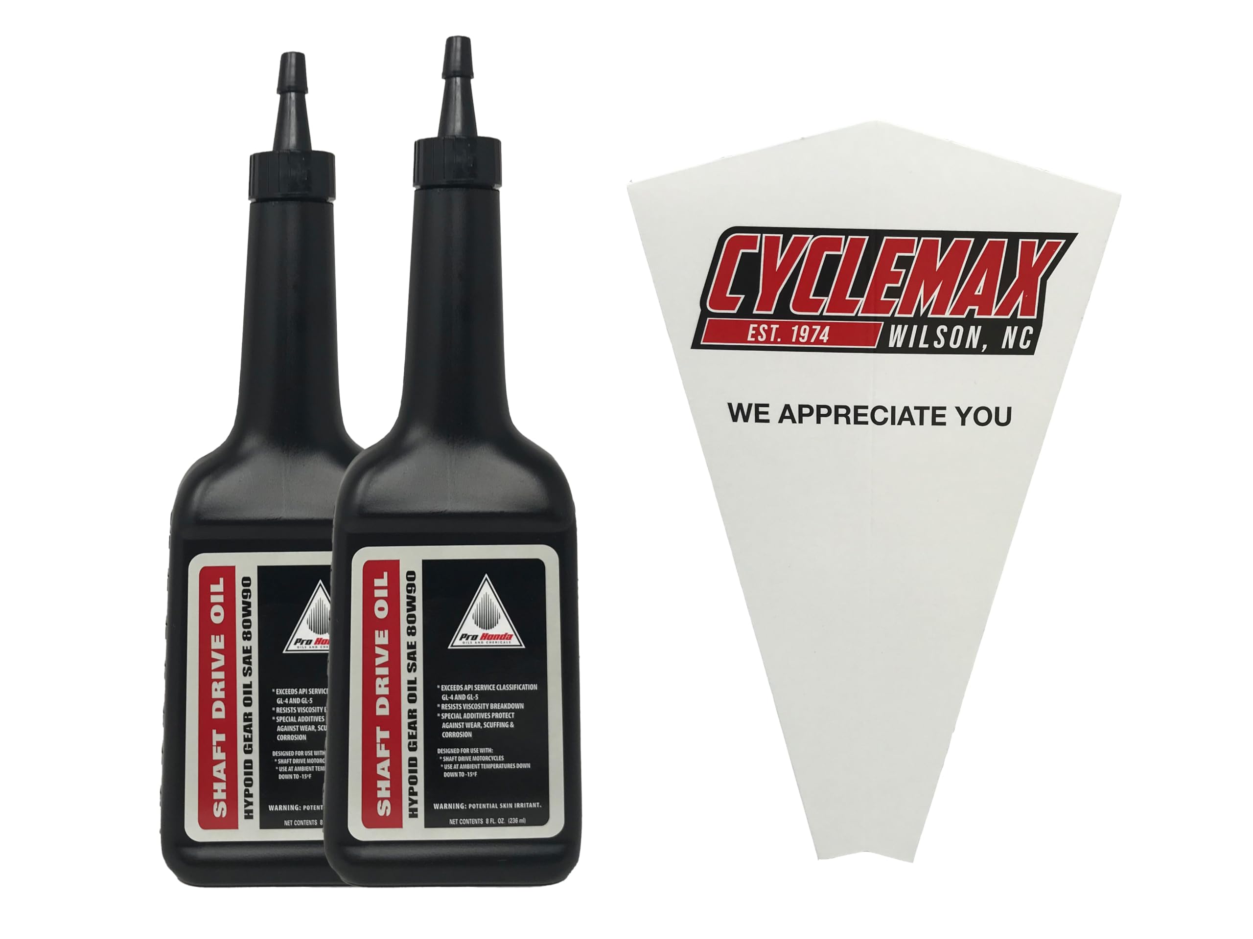 Cyclemax Two Pack compatible with Honda 8oz Shaft Drive Oil 08208-0080 Contains Two Bottles and a Funnel