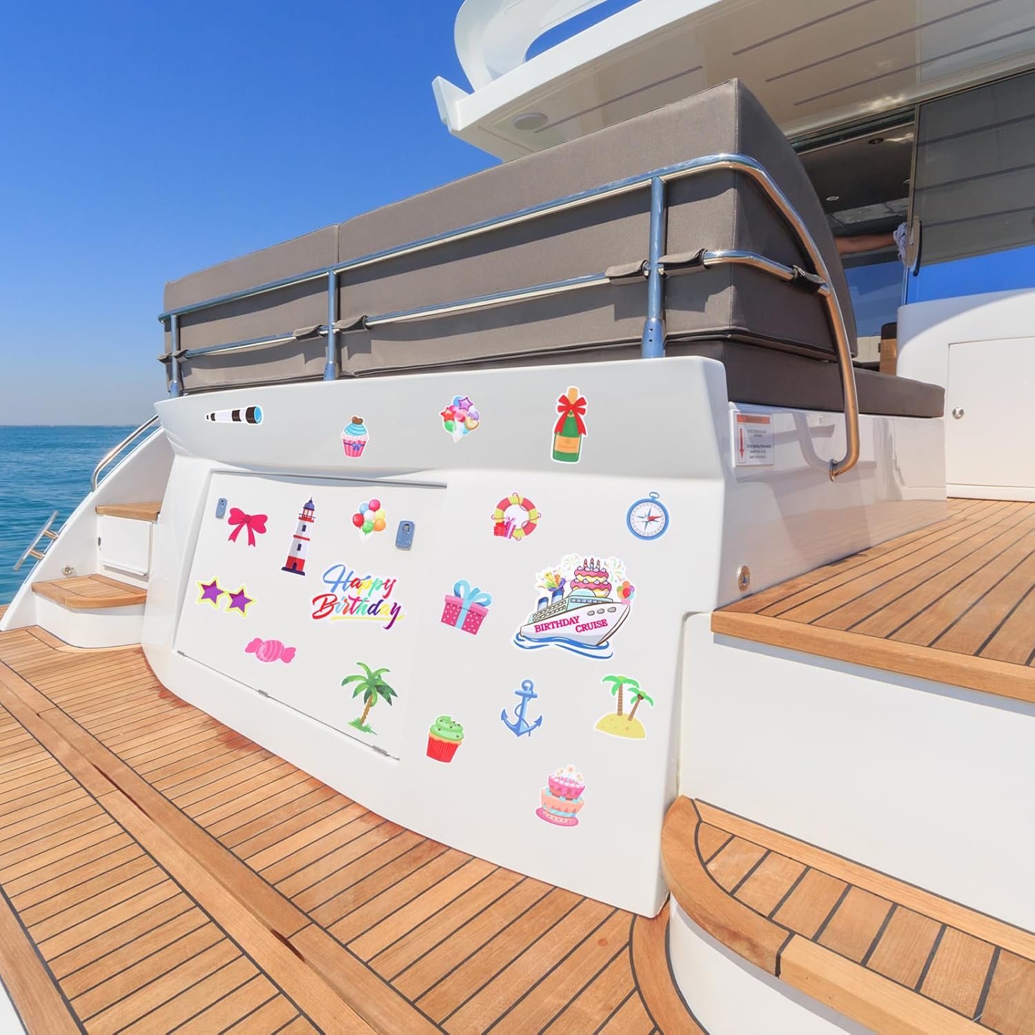 21Pcs Birthday Cruise Door Magnets Decorations Reusable Cruise Ship Magnets Magnetic for Happy Birthday Decor Refrigerator Office Car with Blue Wet Erase Pen - Image 6